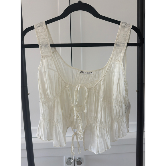 ZARA Tops - Zara White Tie-Front Tank Top